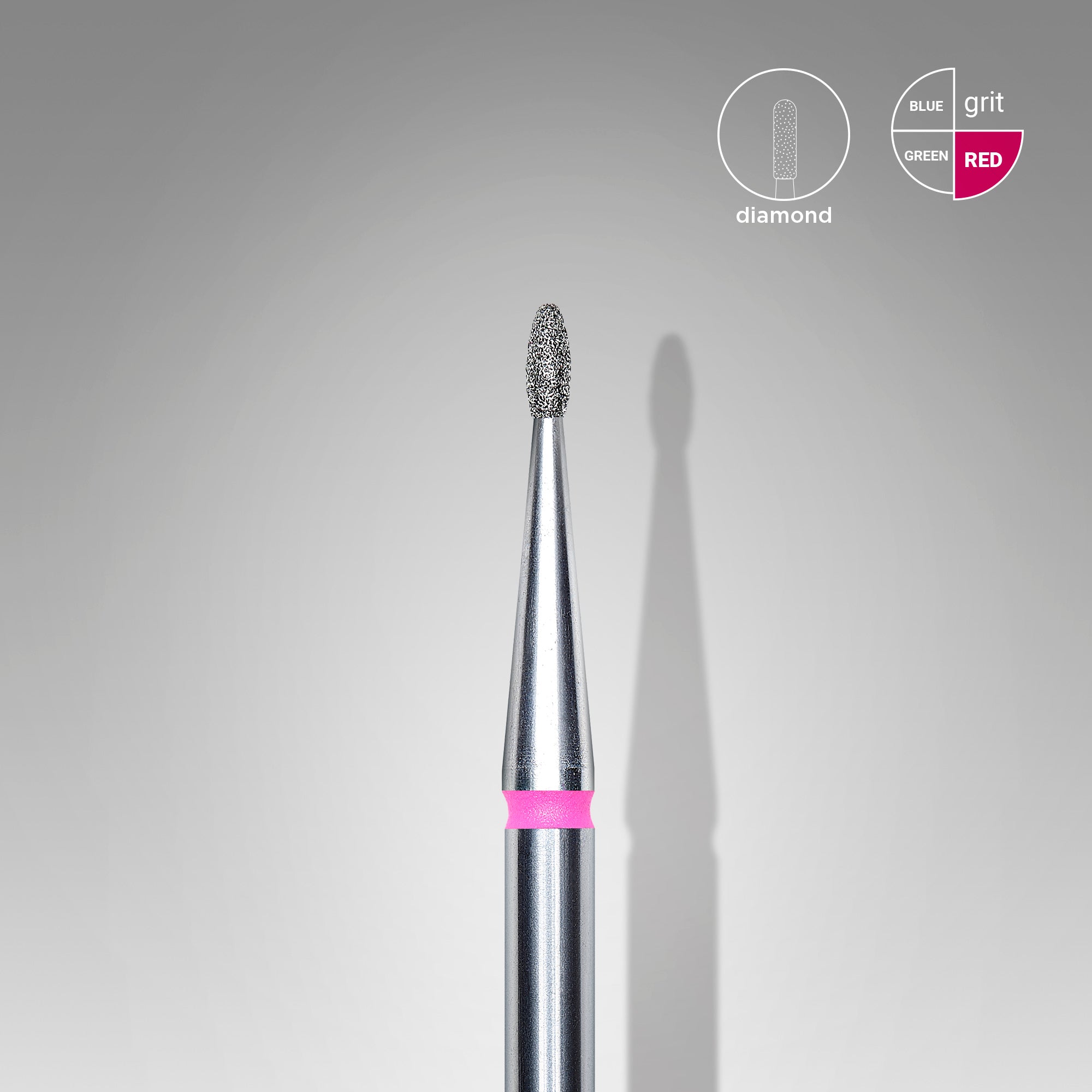 Diamond nail drill bit, rounded "bud" , red, head diameter 1.2 mm/ working part 3 mm image 0